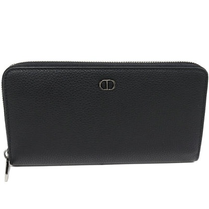 Dior Round Zipper Long Wallet With Change Pocket Icon Long Zip Wallet Grained