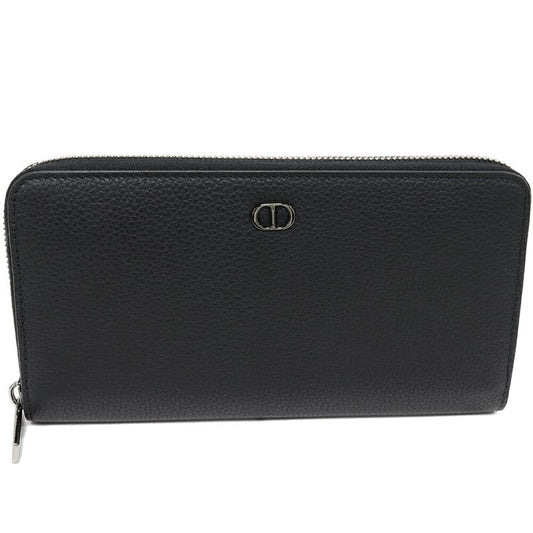 Dior Round Zipper Long Wallet With Change Pocket Icon Long Zip Wallet Grained