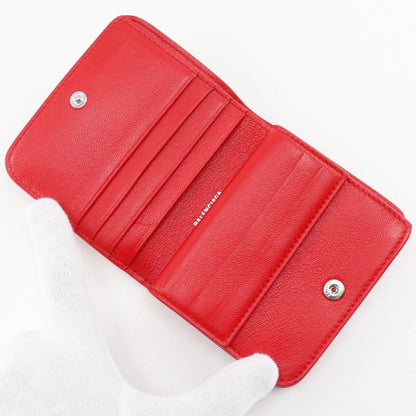 Balenciaga BB Logo 601474 Leather Red Ladies Fold Wallet
