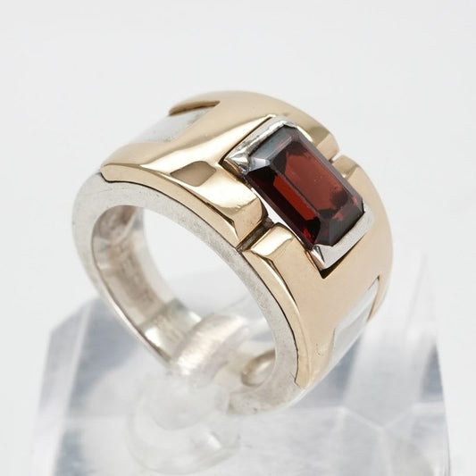 Hermes Ring Silver Combination Antique Garnet