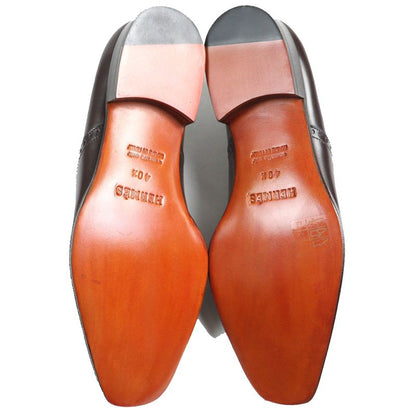 Hermes Wingtip Leather Slip-on Loafers Dark Brown 40.5 Storage With Bag Made In