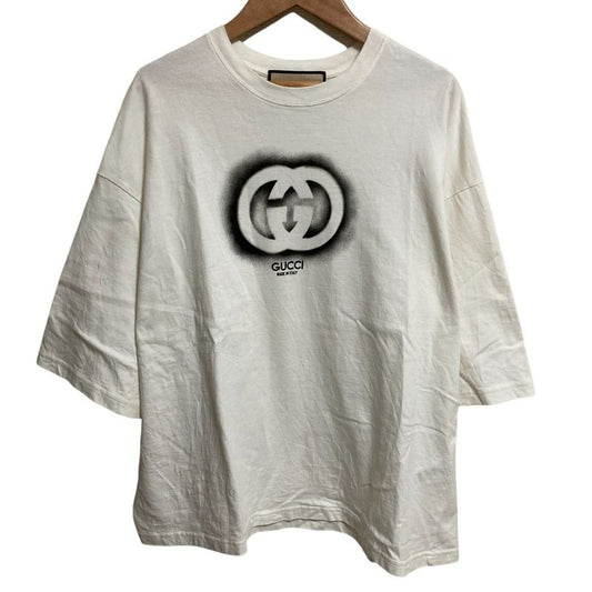 Gucci Logo Cotton Jersey Oversize T-Shirt M Size White 24SS