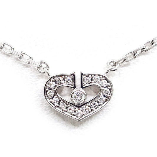 Cartier 18K White Gold C Heart Diamond Necklace Pendant