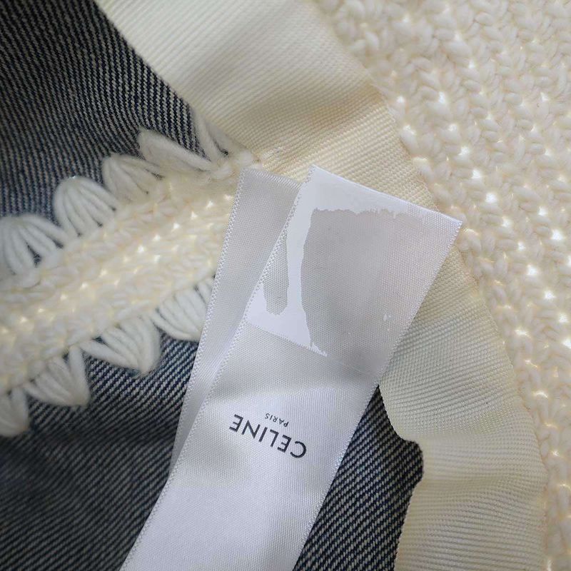 Celine 24ss Triomphe Bucket Hat Crocheted Wool and Denim Triomphe Bucket Hat