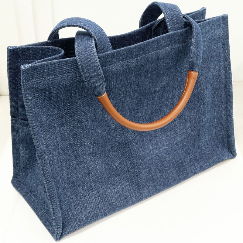 Celine Tote Shoulder Bag Large Cabas Denim Canvas Blue 196762ef707at