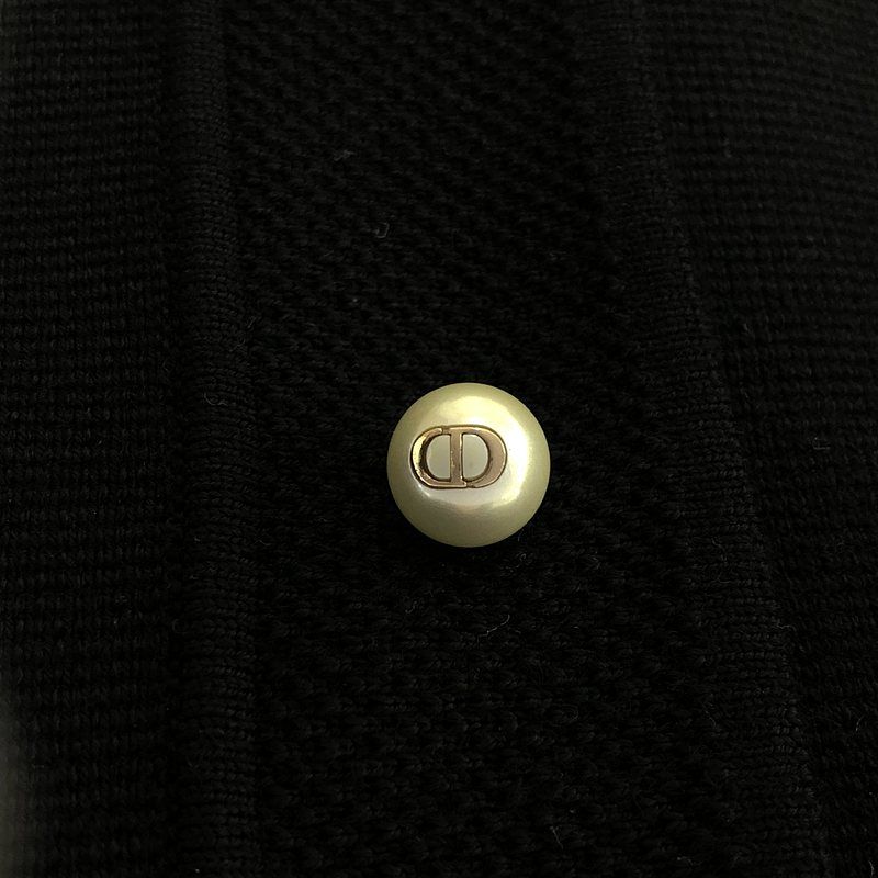 Christian DIOR - Logo Pearl Button Single Knit Jacket - 36 - Black - Women