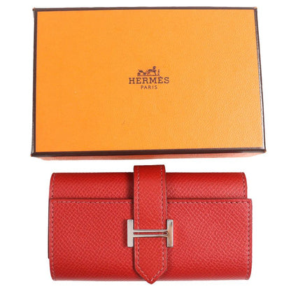 Hermes Bearn H Logo Silver Hardware Vaux Epson 4-ribbon Key Case Red L