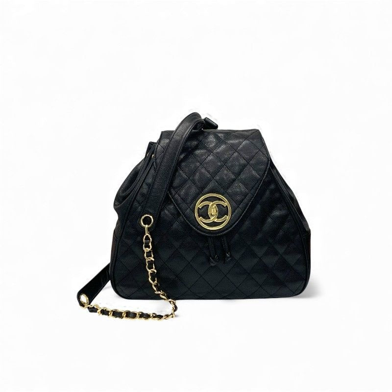 Chanel Chanel Bag Backpack Rucksack Black Gold Quilted Turn Lock
