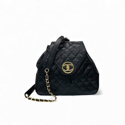 Chanel Chanel Bag Backpack Rucksack Black Gold Quilted Turn Lock