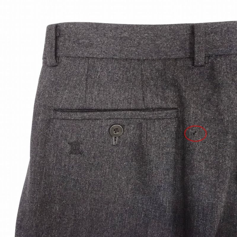 Old Celine Slacks 2 Tuck Pants One Point Logo Triomphe Wool Bottoms Size 88