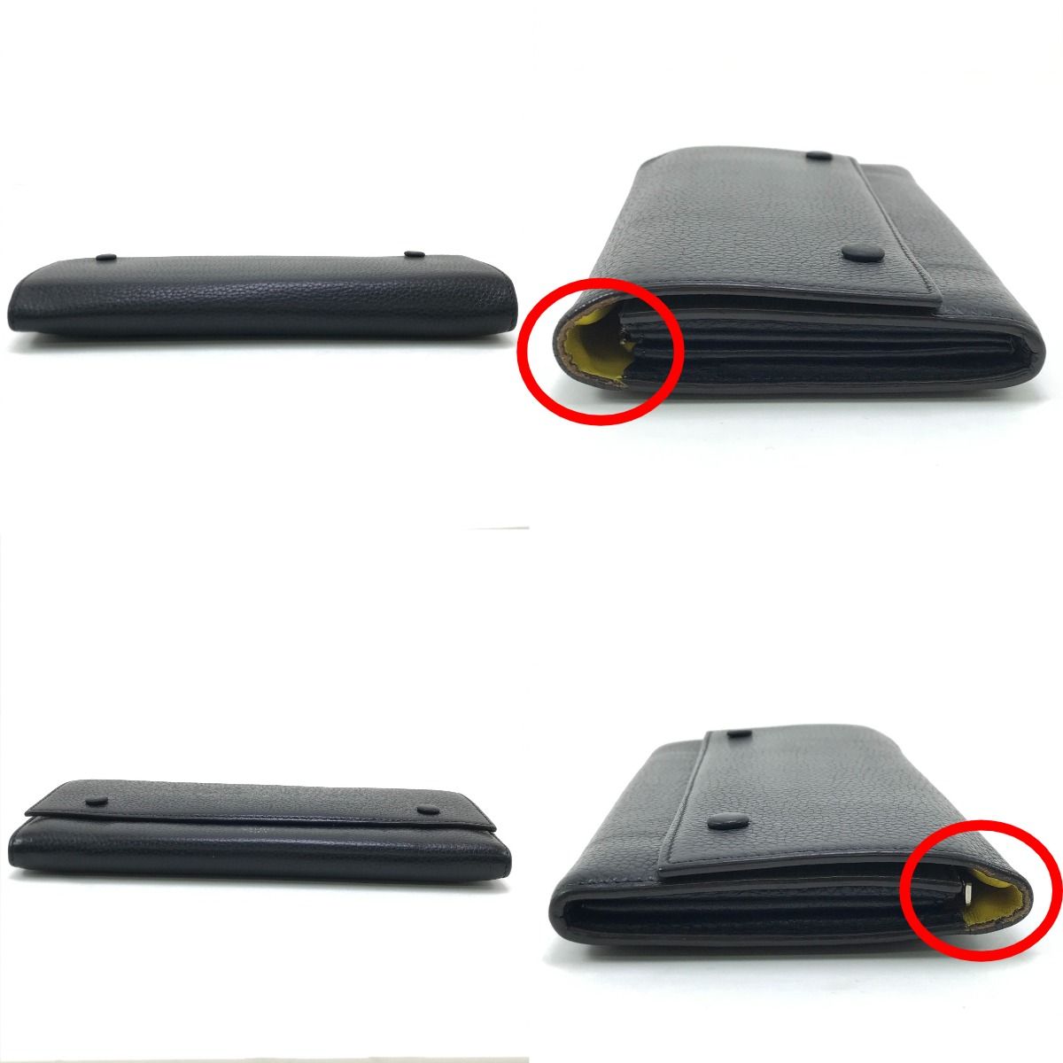 Celine Long Wallet Large Flap Multifunction S-Ba-0193 Black X Yellow