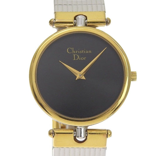 Dior Christian Stainless Steel Gold Plated Silver Quartz Analog