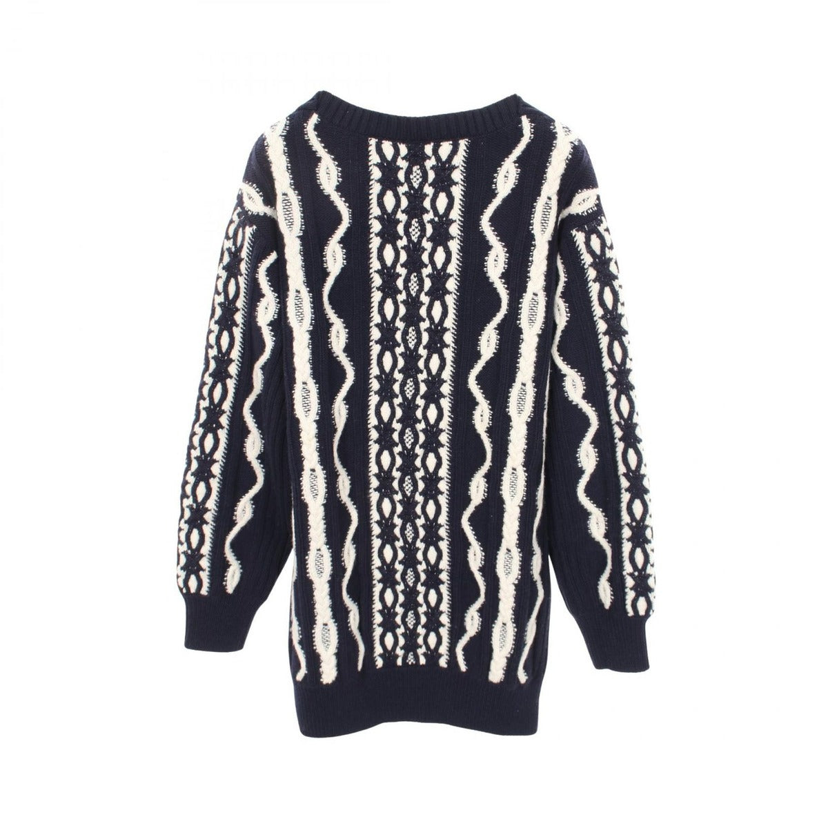 Chanel Dress Wool Knit Navy White — view 2