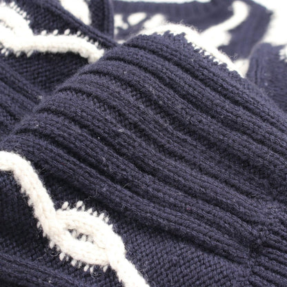 Chanel Dress Wool Knit Navy White — view 10