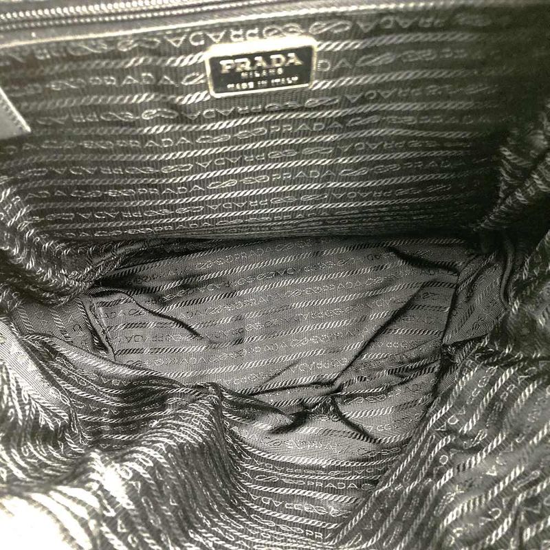 Sale/prada Nylon/bottom Leather Backpack/daypack Black Triangle Logo Triangle