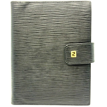 Fendi Epi Leather Agenda Pass Port Cover Case Notebook Black