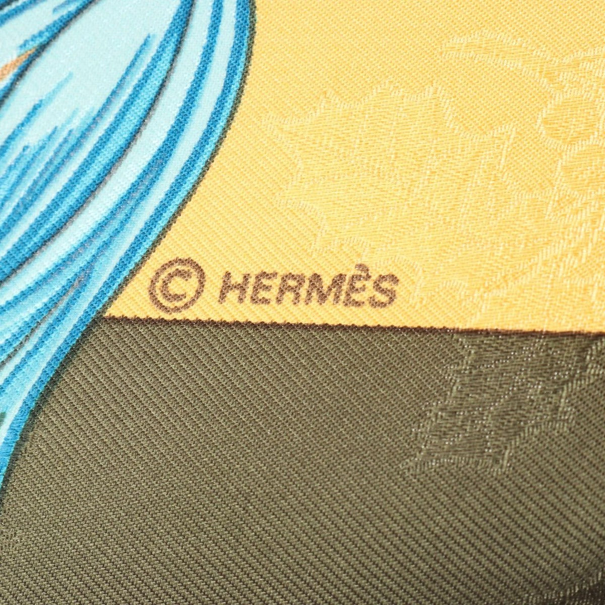 Hermes Scarf Carre 90 Plumes Et Grelots Silk Yellow Khaki Multicolor — view 2