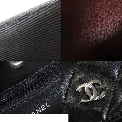 Chanel Chain Wallet Black Silver Lambskin Quilted Pochette Shoulder Bag — view 8