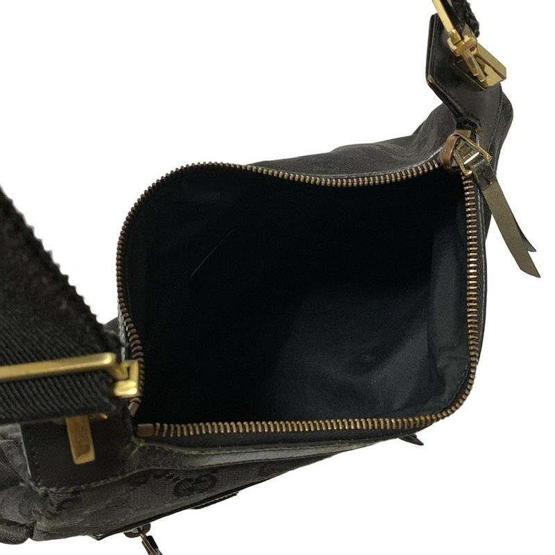 Gucci Shoulder Bag GG Pattern 90762 Black Leather