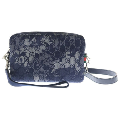 Gucci GG Denim Small Cross All Over Pattern Shoulder Bag Indigo Blue