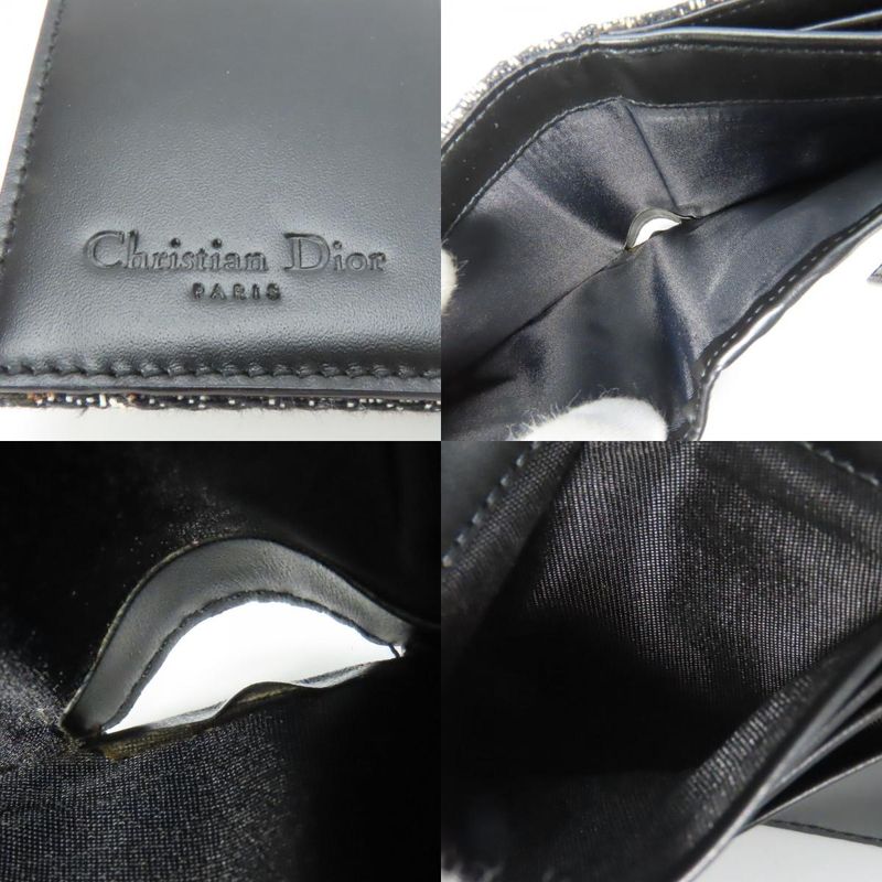 Christian Dior Bifold Wallet Trotter Canvas Black Silver Hardware W Hook