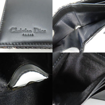 Christian Dior Bifold Wallet Trotter Canvas Black Silver Hardware W Hook