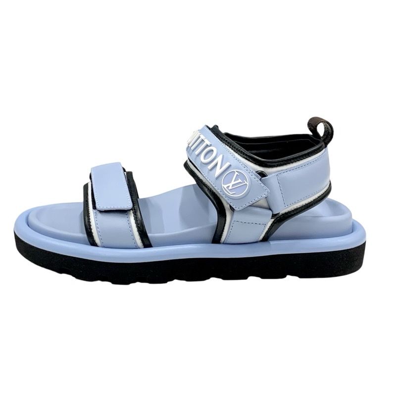 Louis Vuitton Pool Pillow Line Sandals Shoes Leather Blue Black White Unused