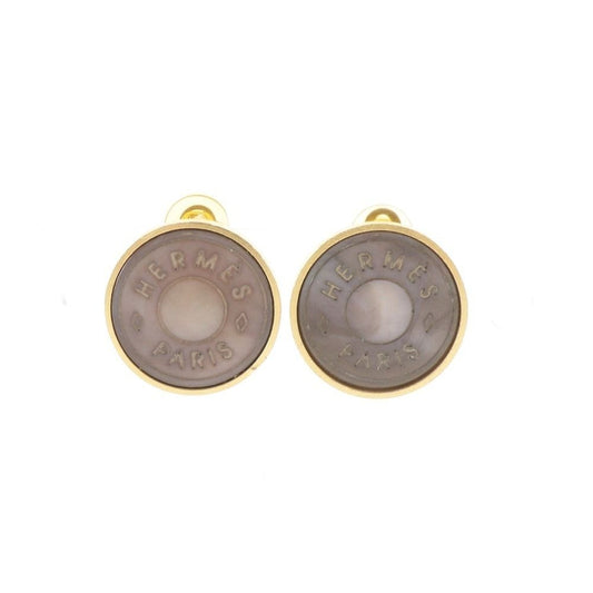 Hermes Series Gold Plated Shell Earrings