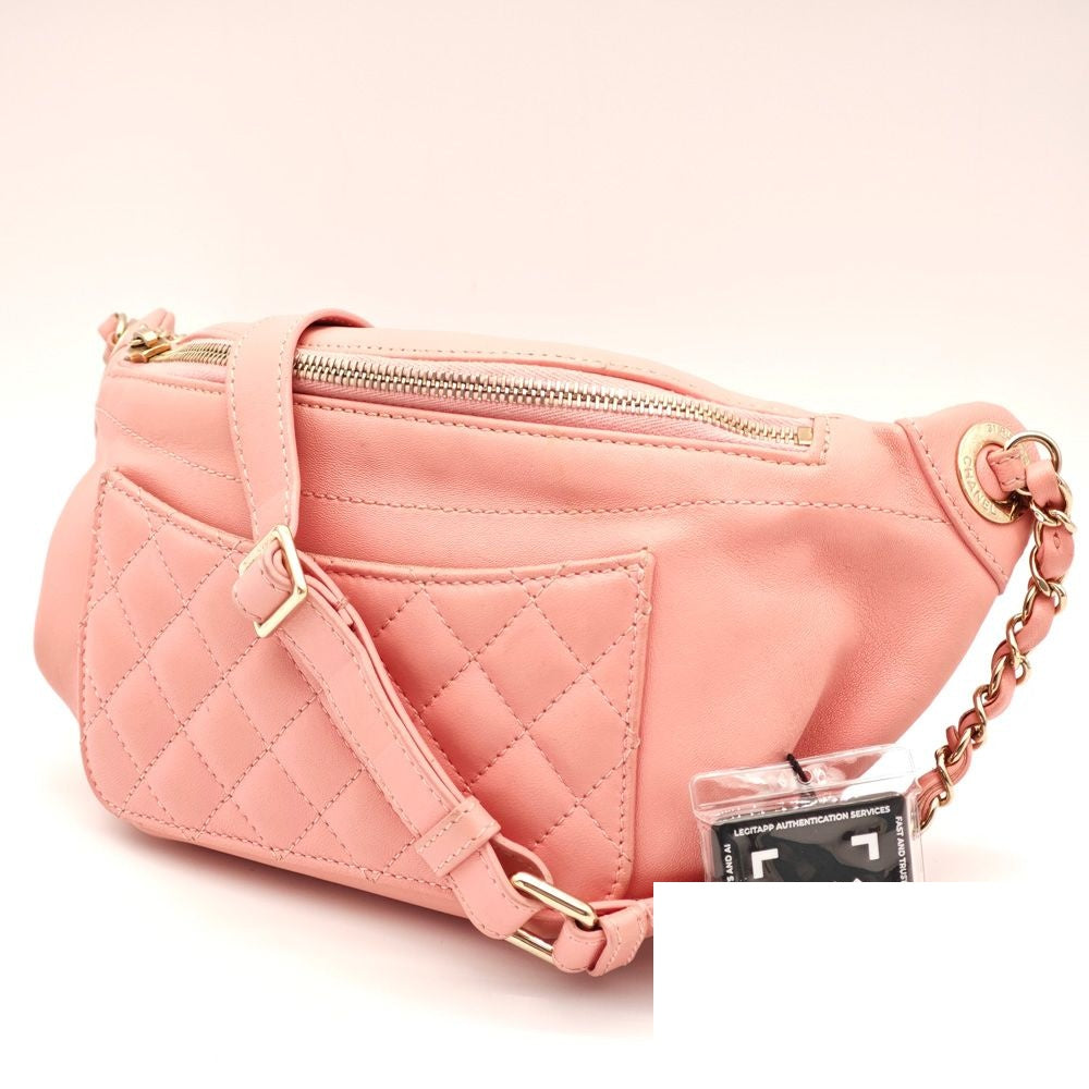 Chanel Quilted Lambskin Pink Chain Belt Bag