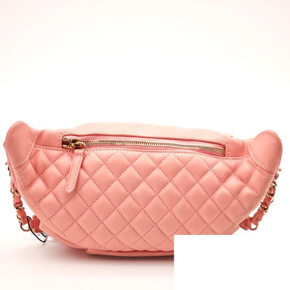 Chanel Quilted Lambskin Pink Chain Belt Bag — view 3