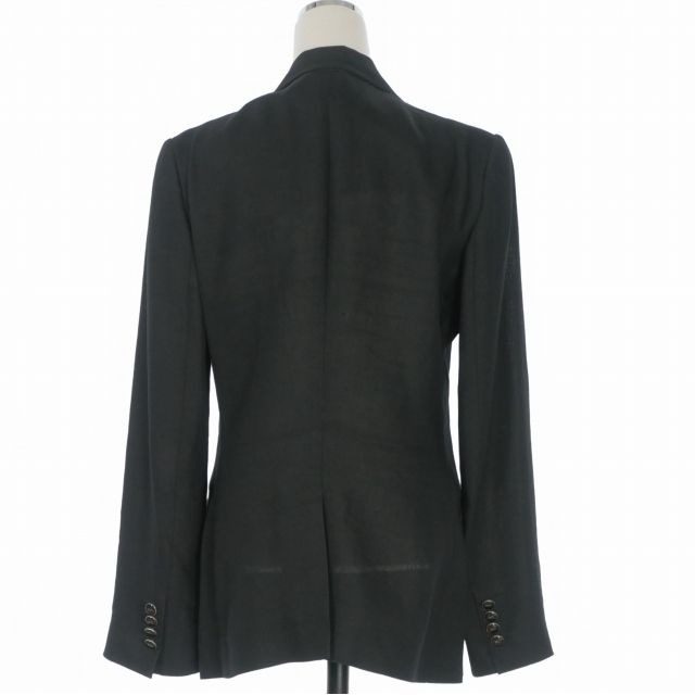 Dolce & Gabbana Logo Patch Linen Tweed Jacket Black Long Sleeve 42 — view 2