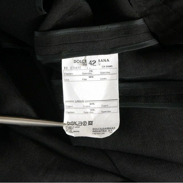 Dolce & Gabbana Logo Patch Linen Tweed Jacket Black Long Sleeve 42 — view 5