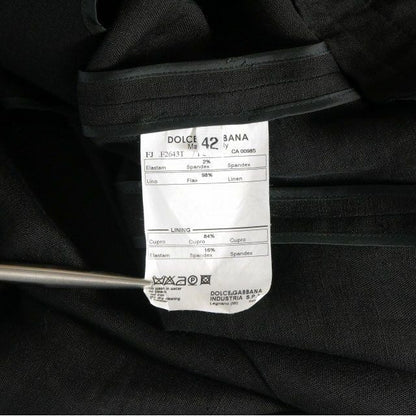Dolce & Gabbana Logo Patch Linen Tweed Jacket Black Long Sleeve 42 — view 5
