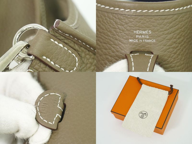 Authentic Hermes Evelyn TPM Taurillon Clemence Leather Shoulder Bag Pochette B