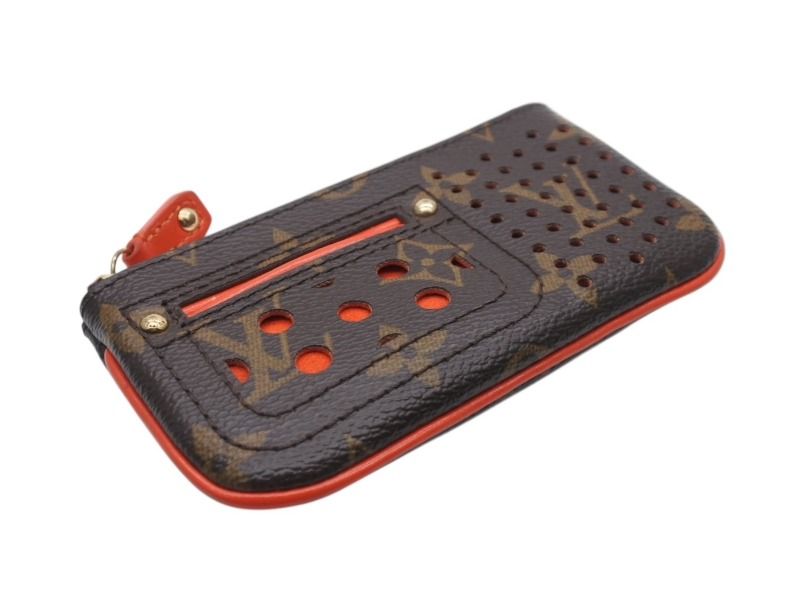 Louis Vuitton Pochette Cles Coin Purse Monogram Perfo Leather Orange — view 3