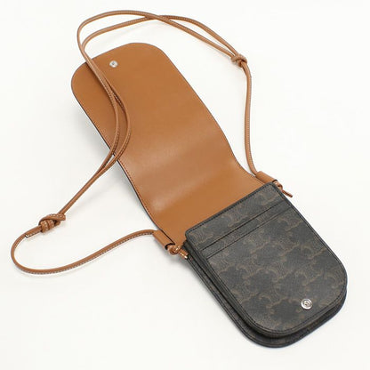 Celine Mobile Pouch Triomphe Canvas Crossbody Shoulder Bag PVC Calf Womens