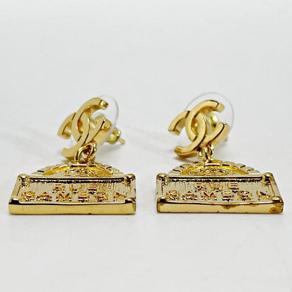 Chanel Cocomark X Rue Ganbon Logo Gold Earrings Women's Accessories
