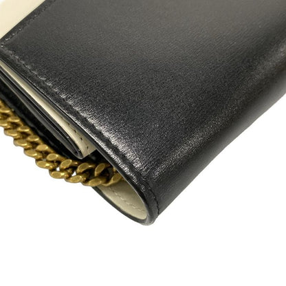 Saint Laurent Paris Wallet - 554763 Black Gold And Ivory Chain Shoulder Bag