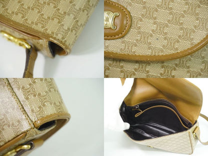 Authentic Celine Macadam Shoulder Bag Pochette PVC Beige Macadam Bag Pre-owned
