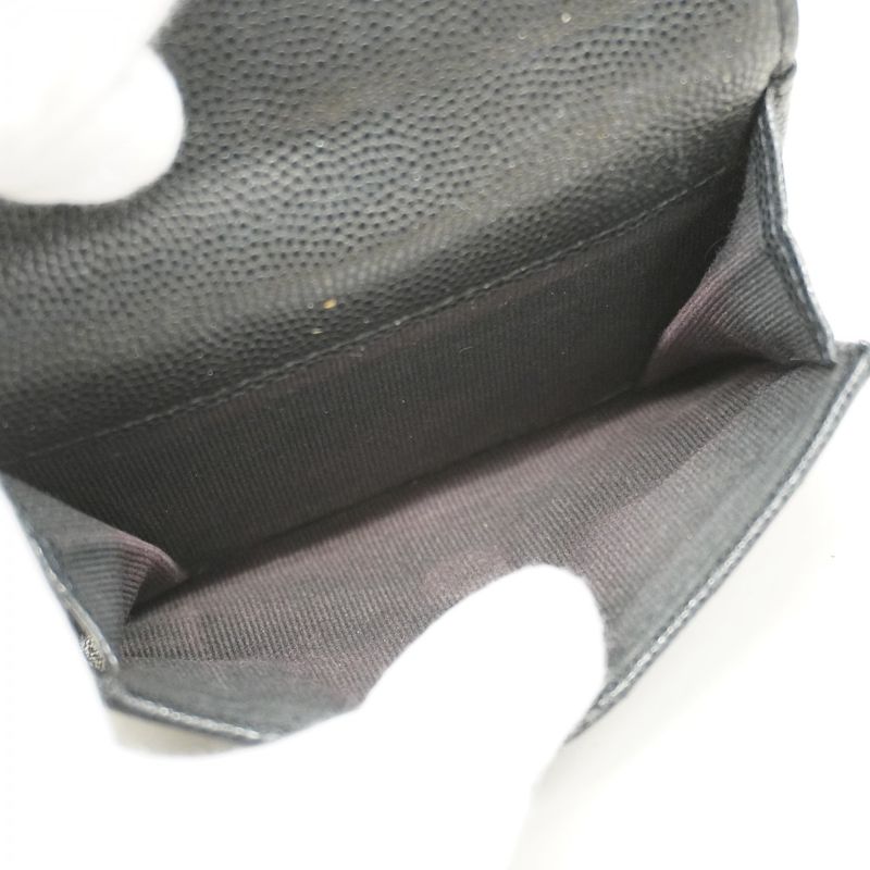 Chanel Trifold Wallet Matelasse Caviar Skin Black Chien Pan Gold Hardware Women