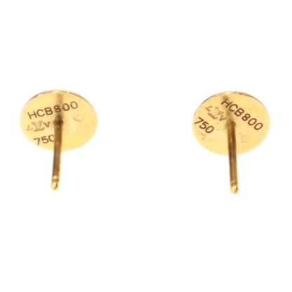 Louis Vuitton 18k Earrings Pous D'oreille Crew Round Logo Button Brown
