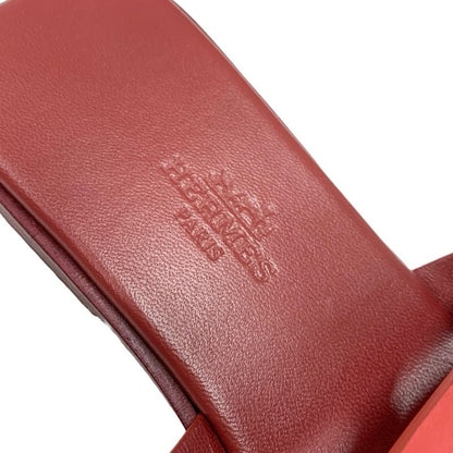 Hermes Amica Sandals Shoes Leather Wine Red Flat Sandals Mules