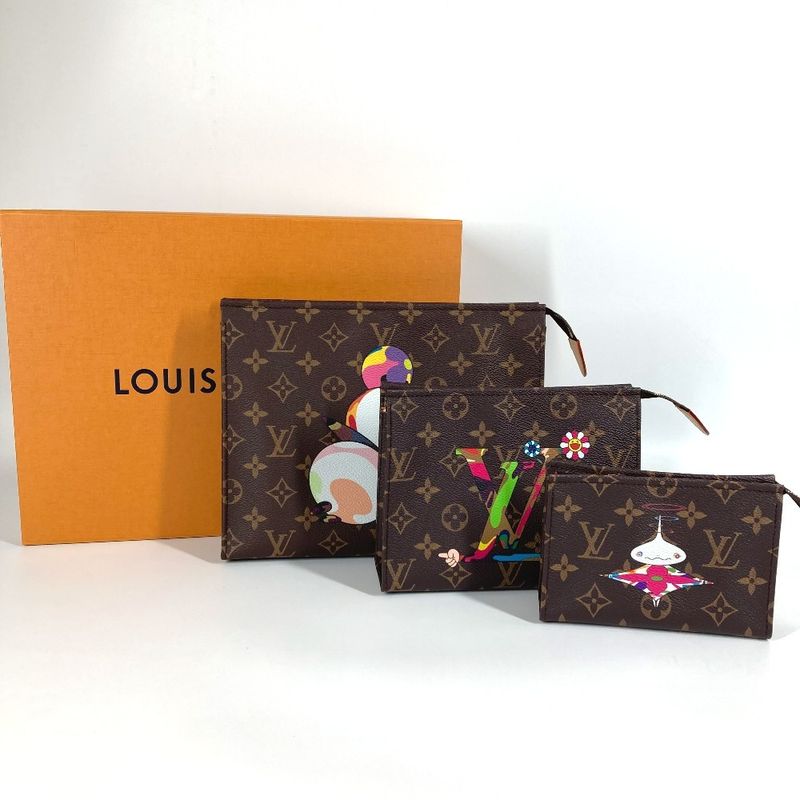 Louis Vuitton Clutch Bag Trio Poche Toilette M13762 Monogram Canvas Multicolor