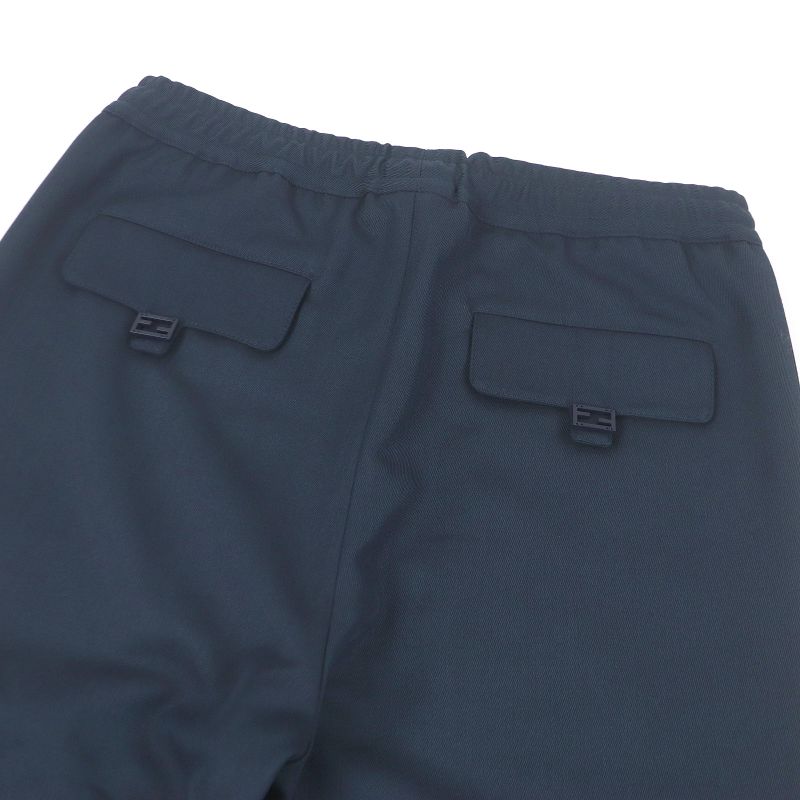Fendi 2022 Fb0825 FF Logo Hardware Easy Pants Tapered Pants Navy 46 Made In