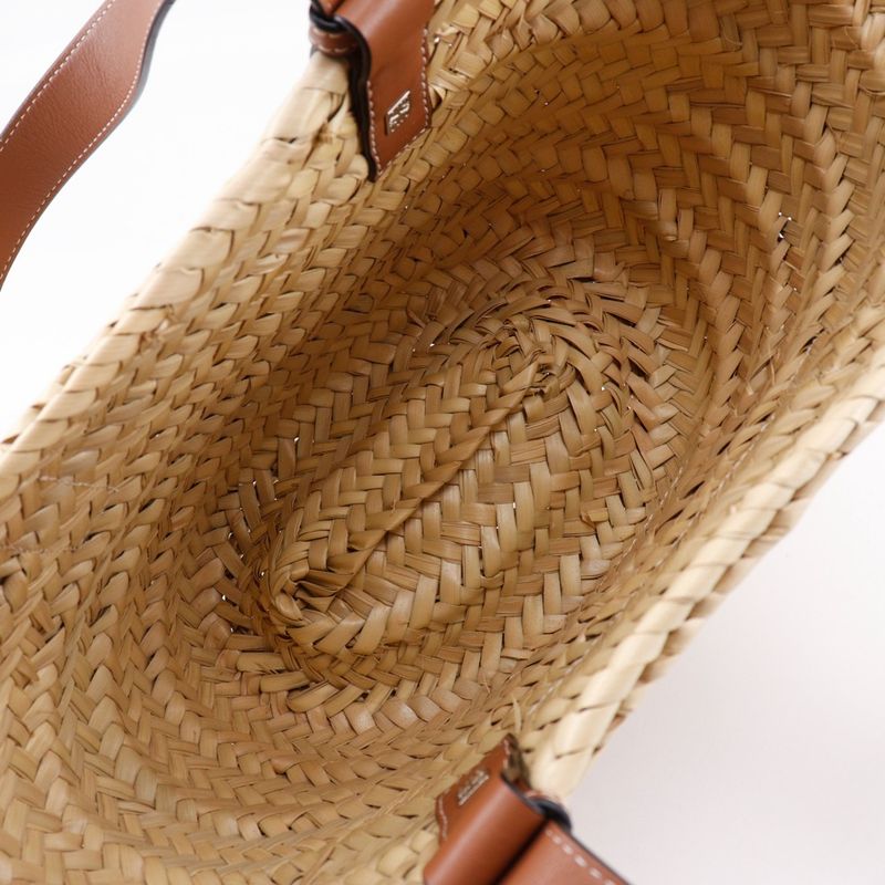 Loewe Basket Bag Small Basket Bag Raffia And Leather Brown Women Tote Bag