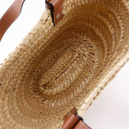 Loewe Basket Bag Small Basket Bag Raffia And Leather Brown Women Tote Bag