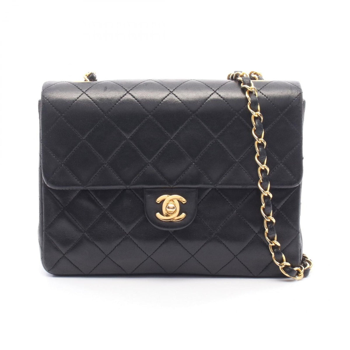 Chanel Shoulder Bag Mini Quilted 20 Black Lambskin Mini Chain