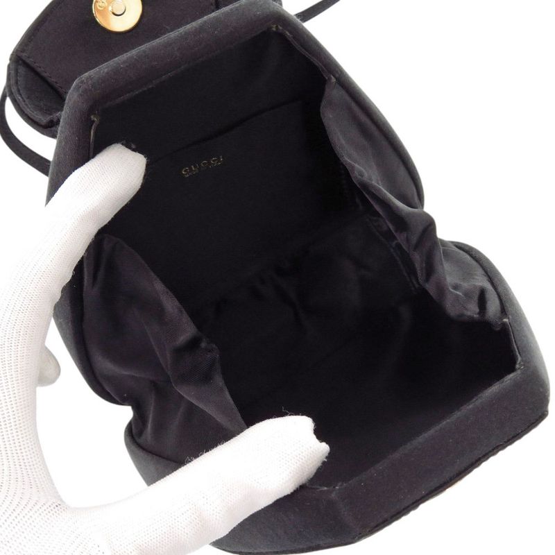 Gucci Horsebit Backpack Satin Rhinestone Black Mini Bag Black 0837 Gucci