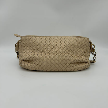 Bottega Veneta Intrecciato Chain Shoulder Bag Beige Leather