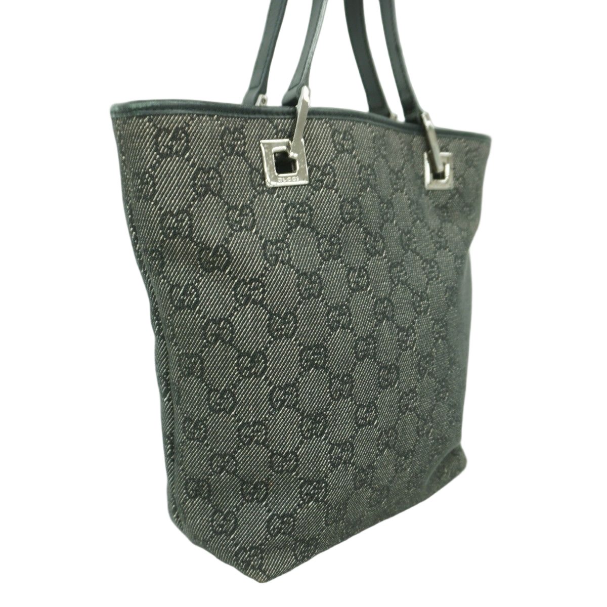 Gucci Tote Denim Gray Black Silver — view 2